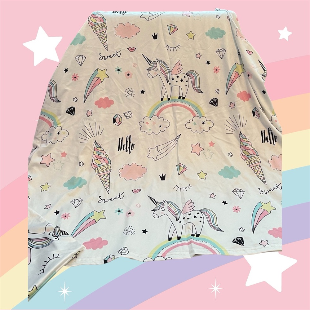 Unicorn and Rainbow Print Car seat Cover